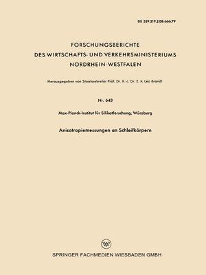 cover image of Anisotropiemessungen an Schleifkörpern